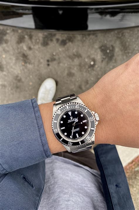 rolex submariner on small wrist